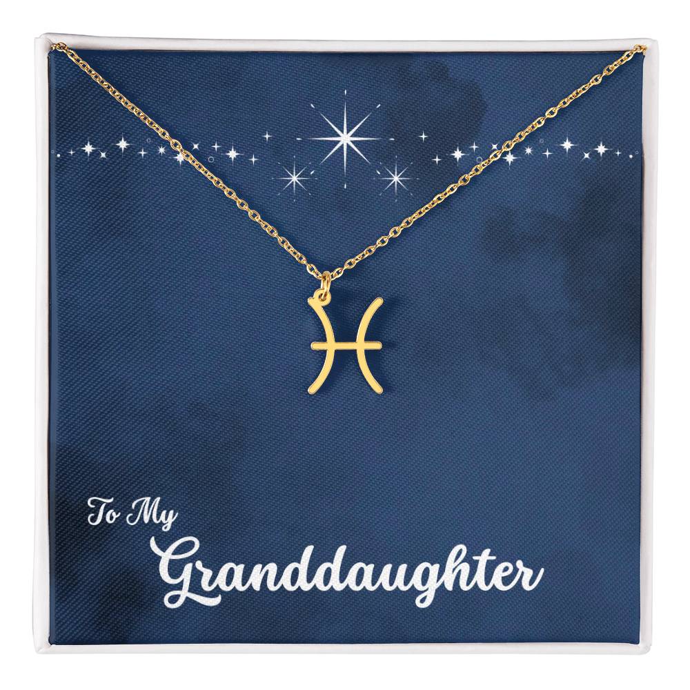 To My Granddaughter Zodiac Necklace, Select Zodiac Symbol - Starry Night - Get Deerty