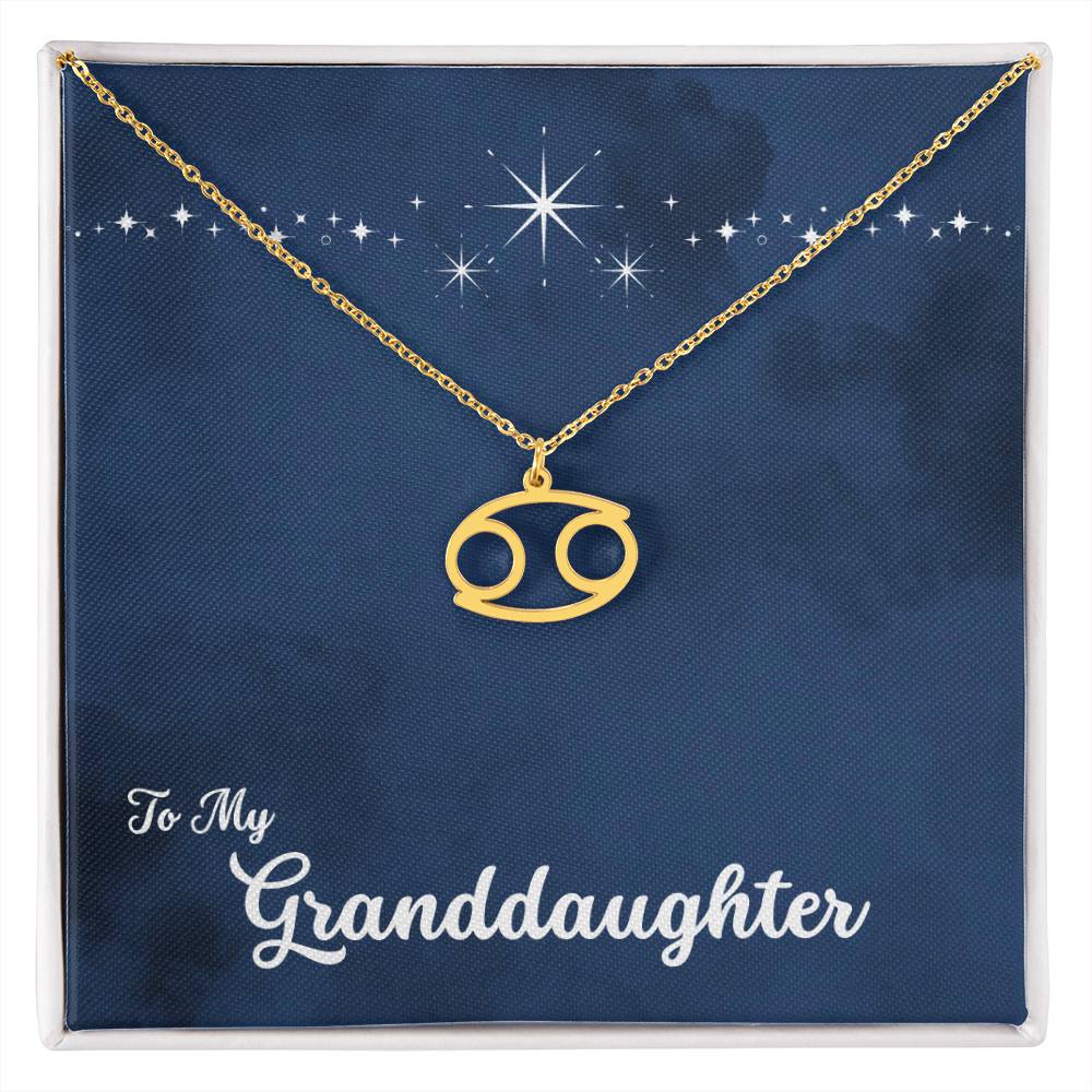 To My Granddaughter Zodiac Necklace, Select Zodiac Symbol - Starry Night - Get Deerty