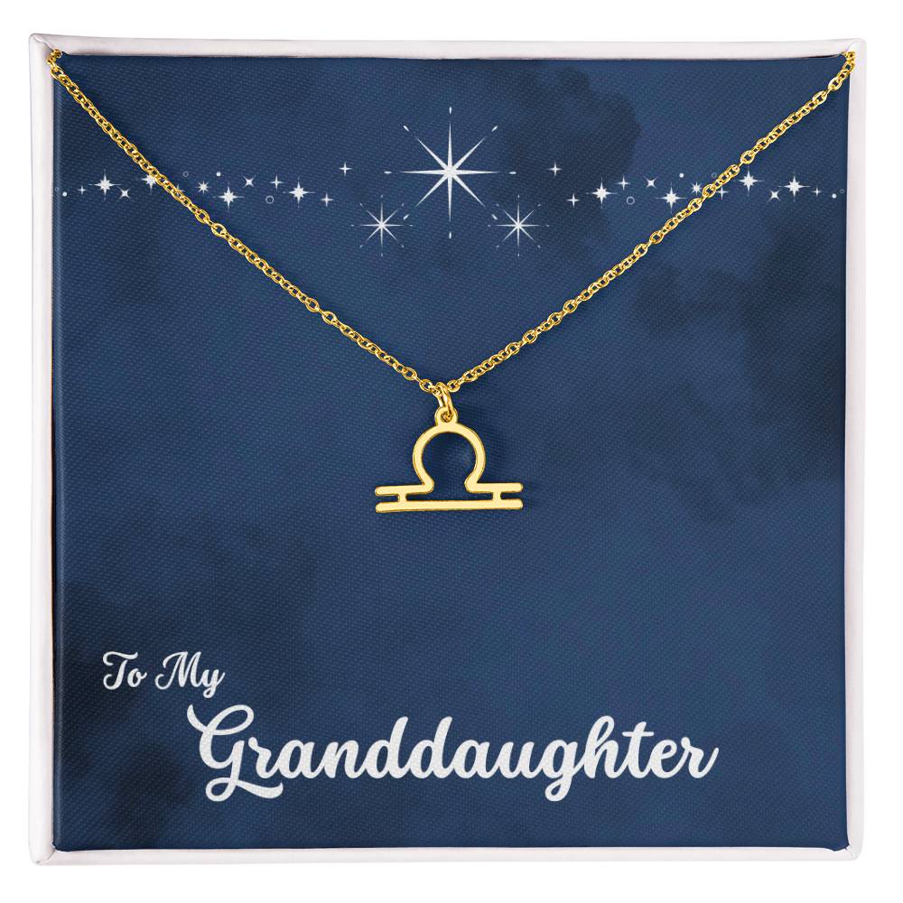 To My Granddaughter Zodiac Necklace, Select Zodiac Symbol - Starry Night - Get Deerty