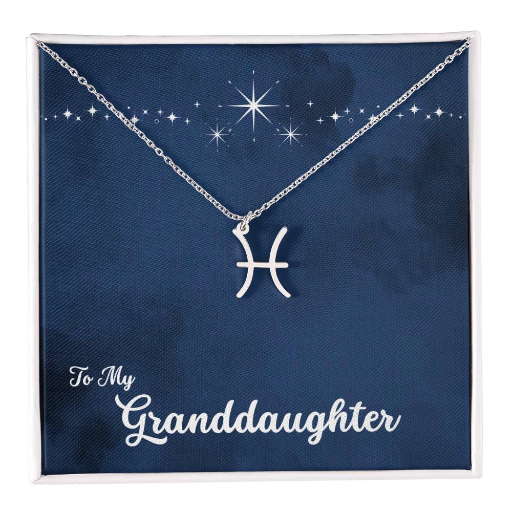 To My Granddaughter Zodiac Necklace, Select Zodiac Symbol - Starry Night - Get Deerty