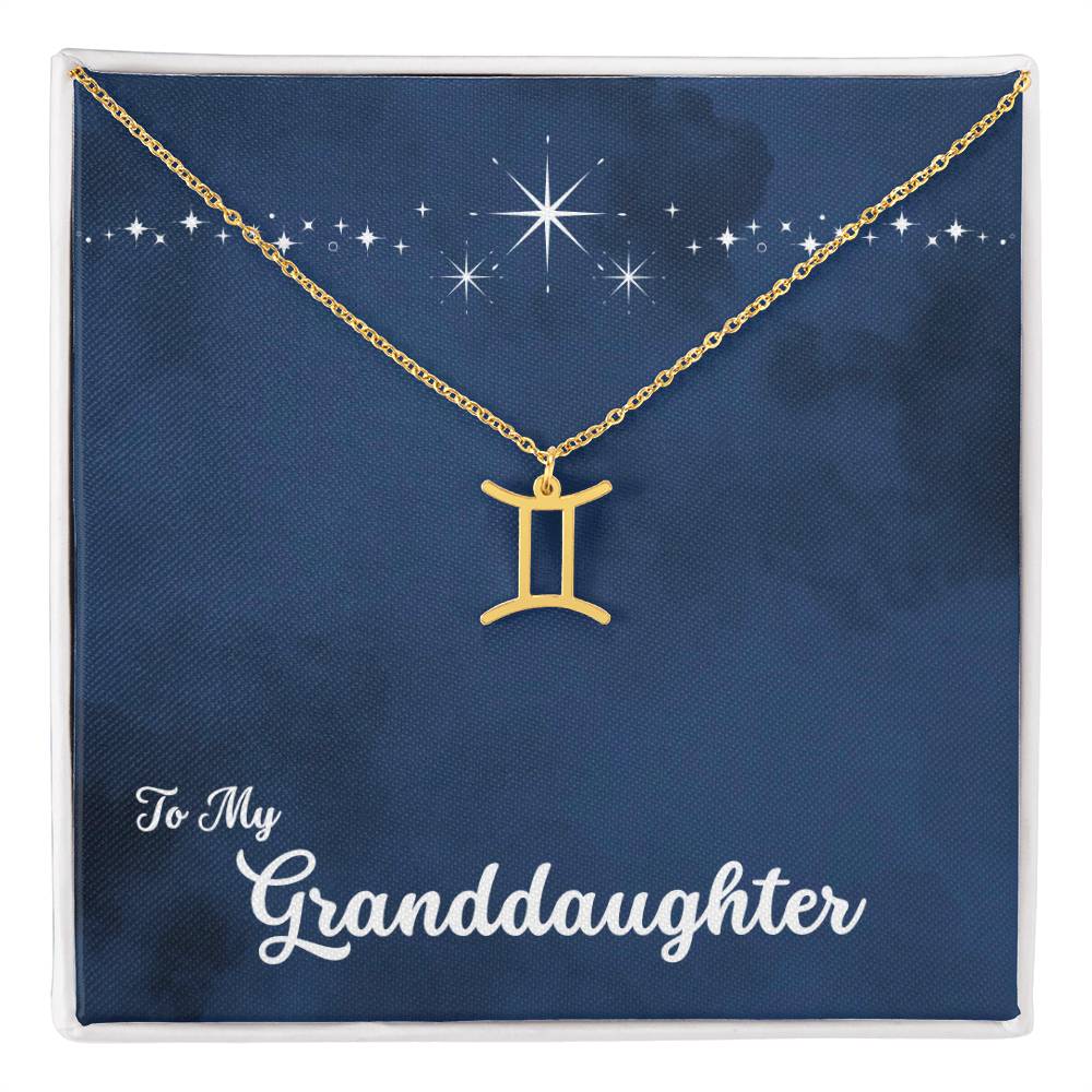 To My Granddaughter Zodiac Necklace, Select Zodiac Symbol - Starry Night - Get Deerty