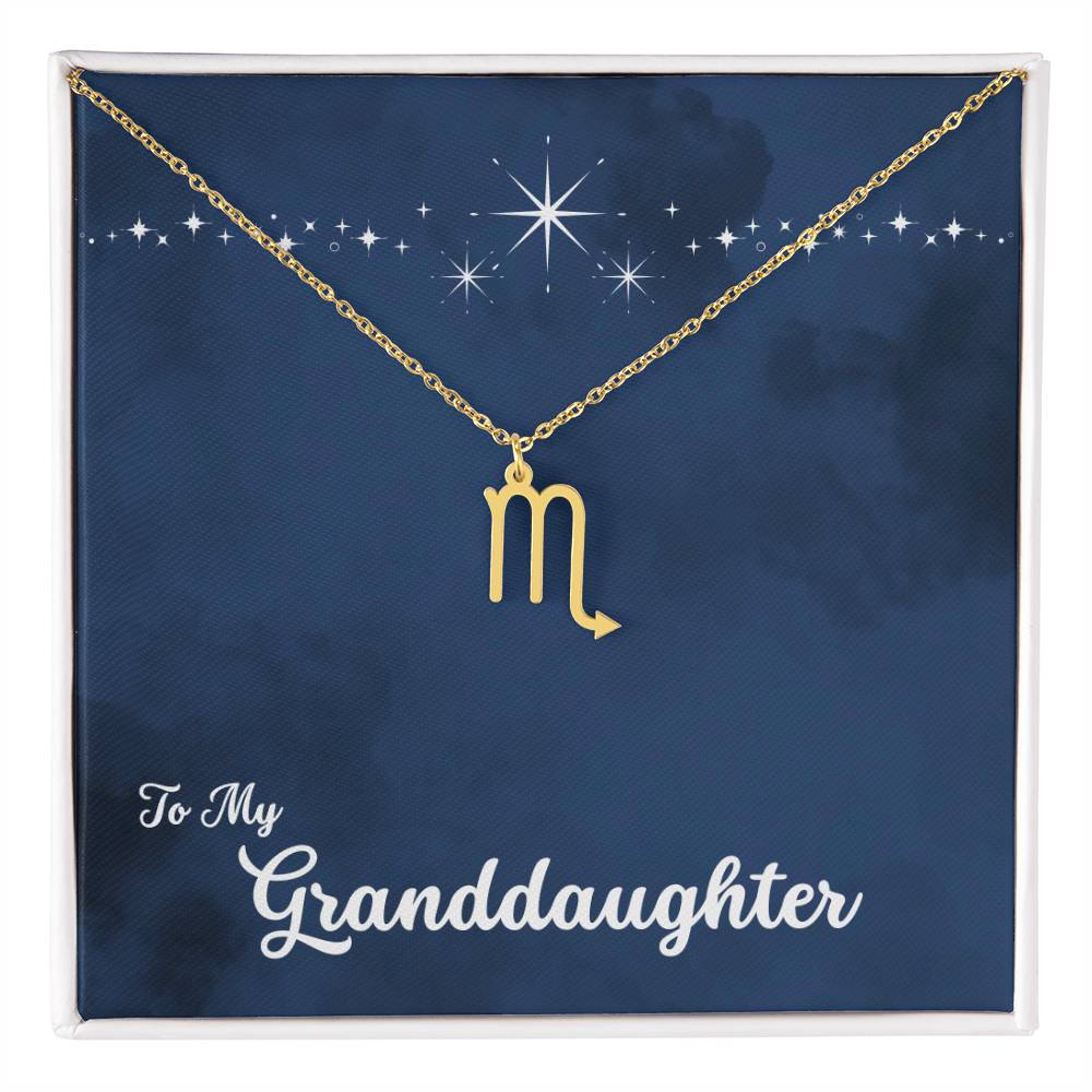 To My Granddaughter Zodiac Necklace, Select Zodiac Symbol - Starry Night - Get Deerty