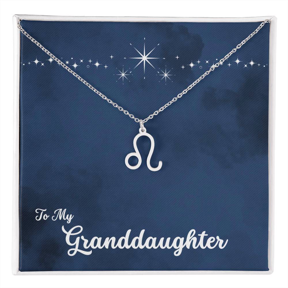 To My Granddaughter Zodiac Necklace, Select Zodiac Symbol - Starry Night - Get Deerty