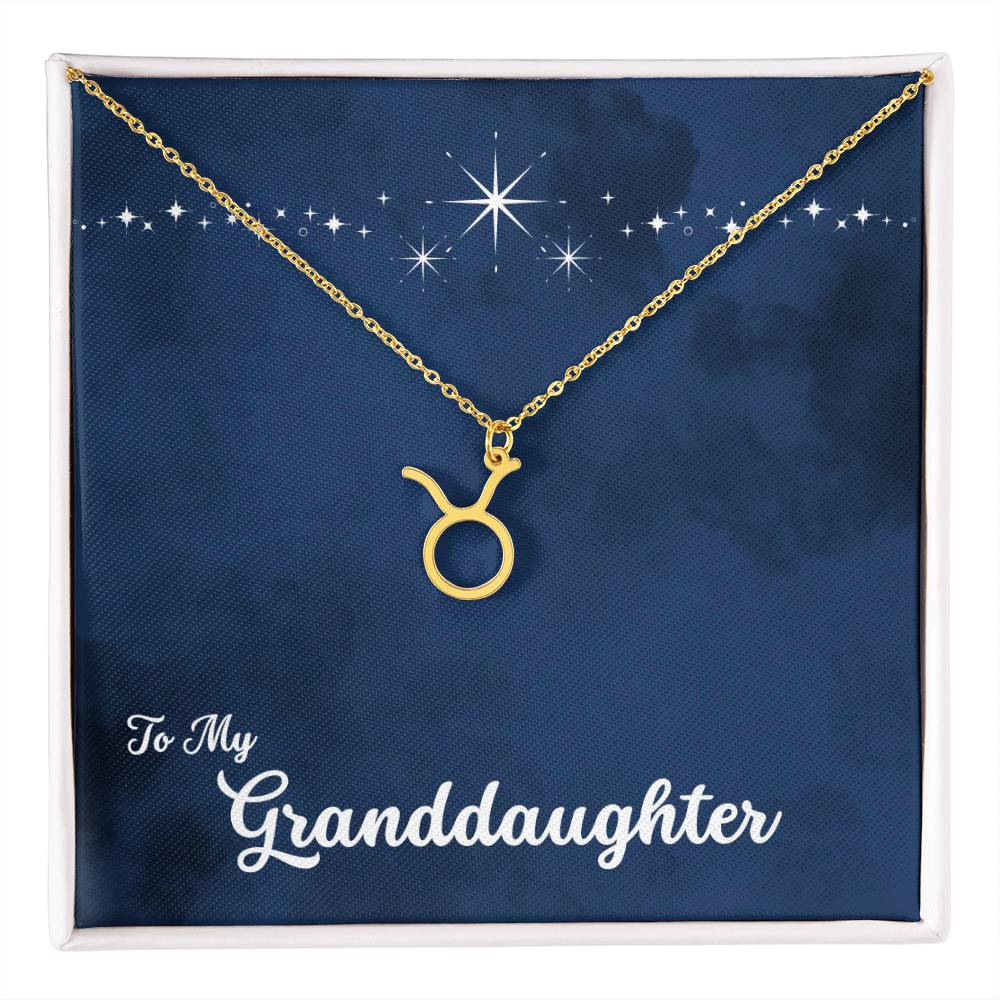 To My Granddaughter Zodiac Necklace, Select Zodiac Symbol - Starry Night - Get Deerty
