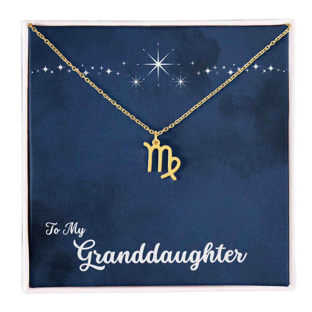 To My Granddaughter Zodiac Necklace, Select Zodiac Symbol - Starry Night - Get Deerty