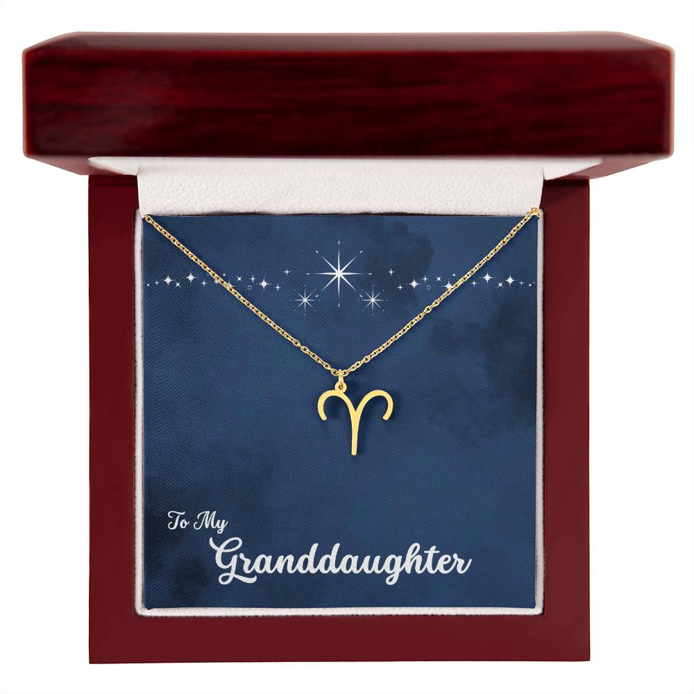 To My Granddaughter Zodiac Necklace, Select Zodiac Symbol - Starry Night - Get Deerty