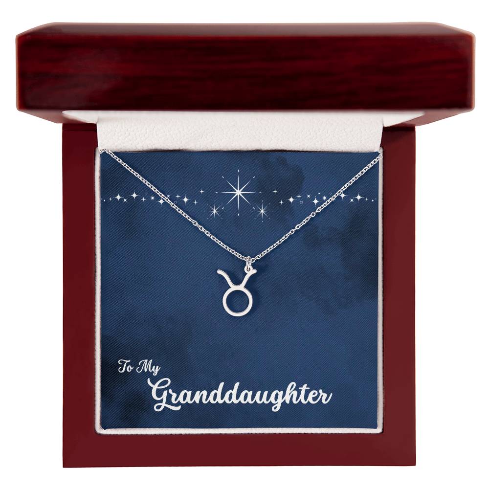 To My Granddaughter Zodiac Necklace, Select Zodiac Symbol - Starry Night - Get Deerty