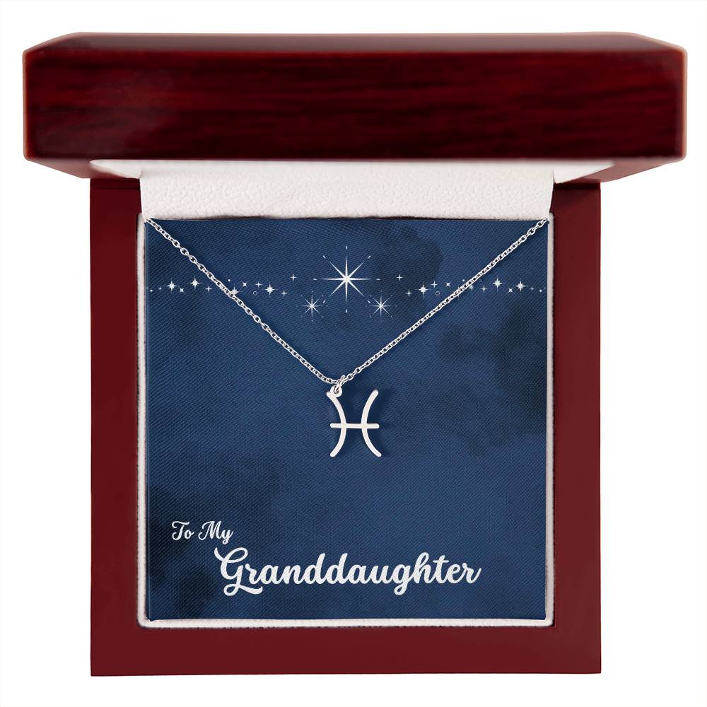 To My Granddaughter Zodiac Necklace, Select Zodiac Symbol - Starry Night - Get Deerty