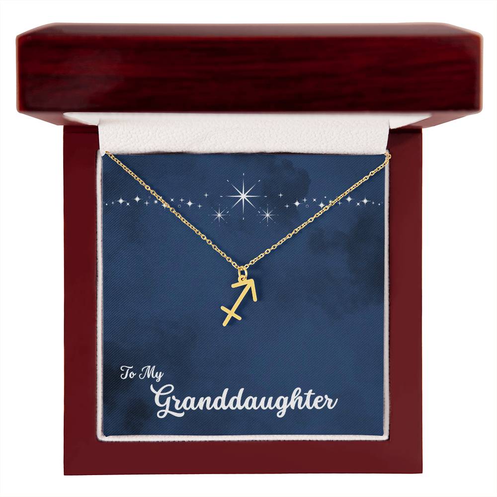 To My Granddaughter Zodiac Necklace, Select Zodiac Symbol - Starry Night - Get Deerty