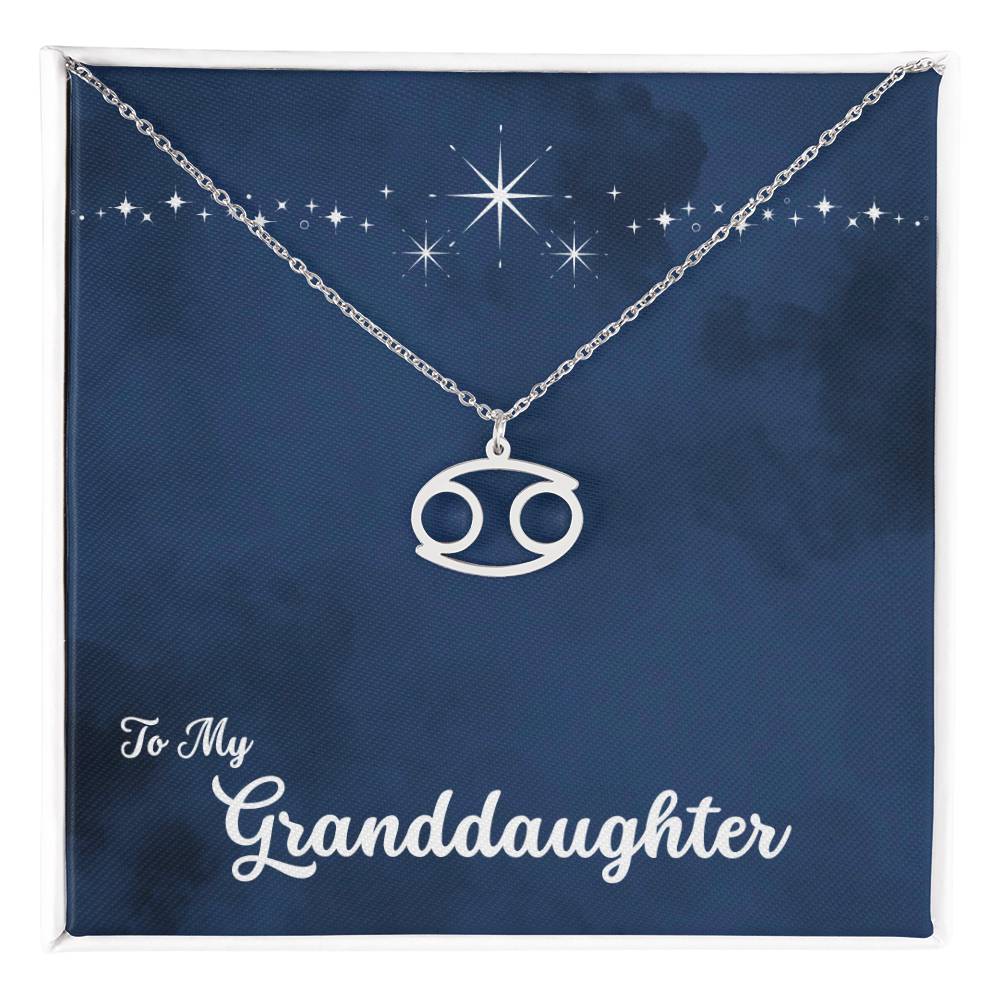 To My Granddaughter Zodiac Necklace, Select Zodiac Symbol - Starry Night - Get Deerty