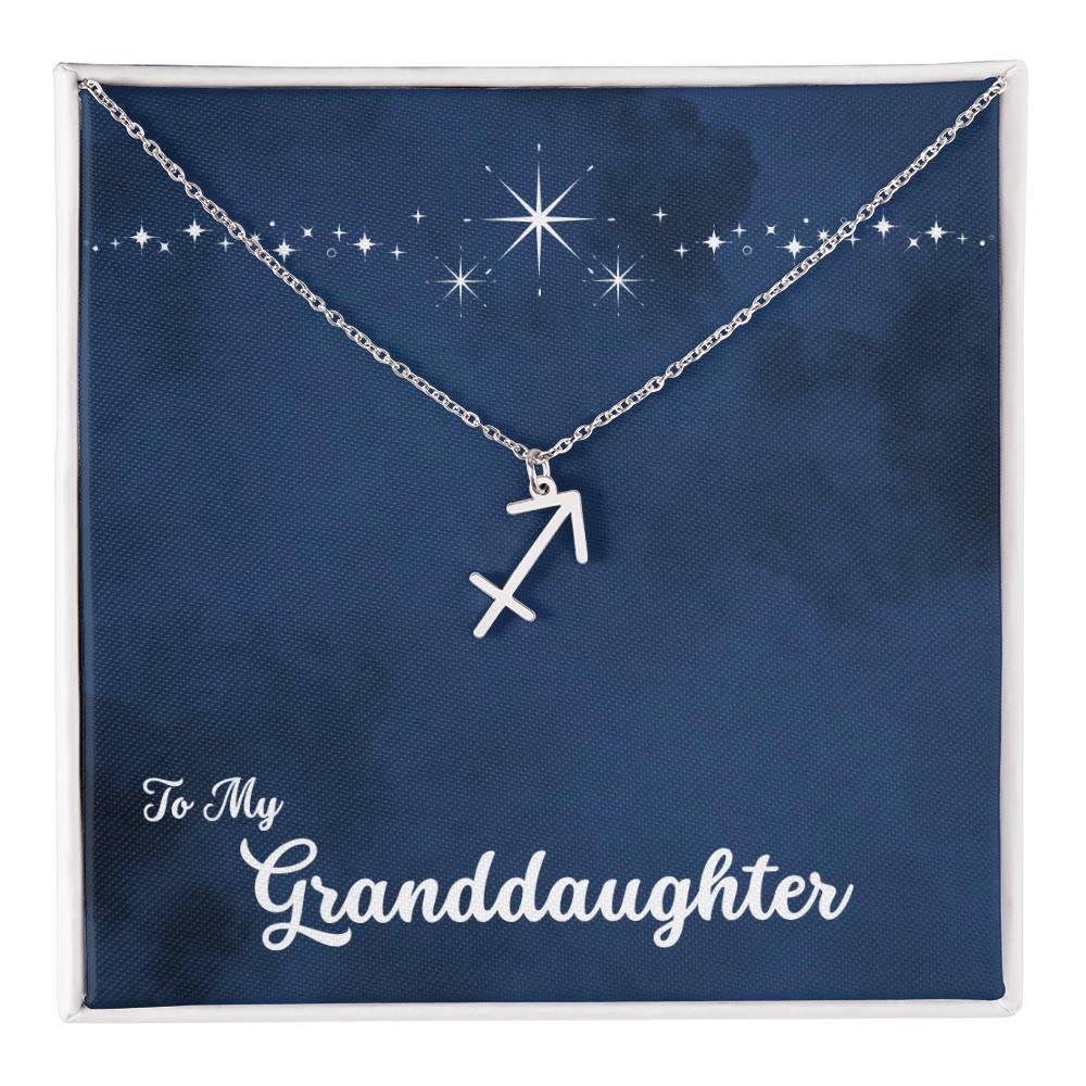 To My Granddaughter Zodiac Necklace, Select Zodiac Symbol - Starry Night - Get Deerty
