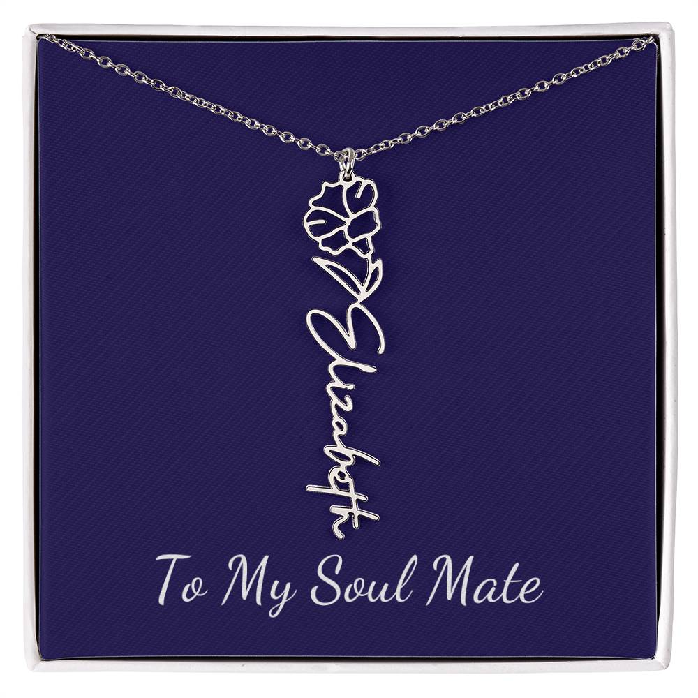 To My Soul Mate Personalized Necklace with Name and Birth Month Flower - Get Deerty