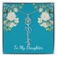 To My Daughter Personalized Birth Flower Necklace - Customize with Birth Month Flower and Name - Teal with White Roses - Get Deerty
