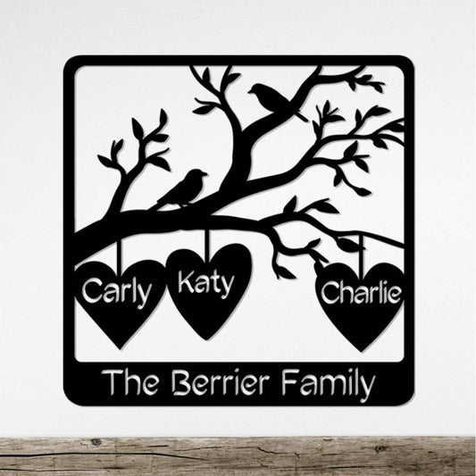 Family Tree Branch Personalized Metal Sign Gift for Mother's Day - Get Deerty