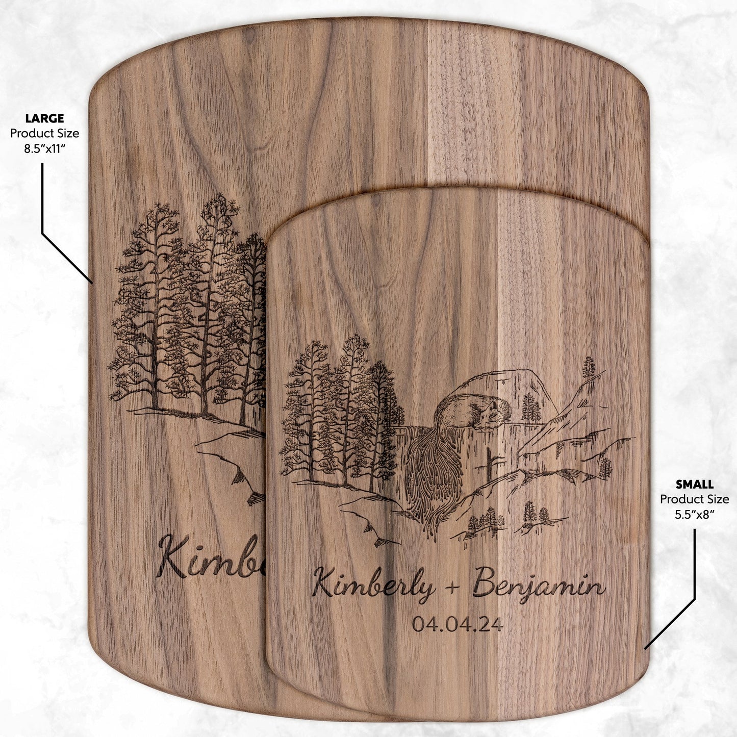 Forest Waterfall and Fox Personalized Hardwood Cutting Board Wedding Gift - Get Deerty