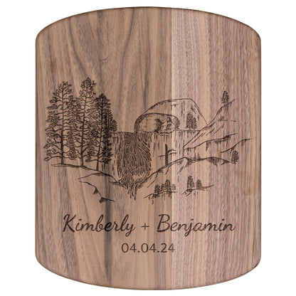 Forest Waterfall and Fox Personalized Hardwood Cutting Board Wedding Gift - Get Deerty