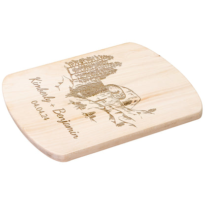 Forest Waterfall and Fox Personalized Hardwood Cutting Board Wedding Gift - Get Deerty