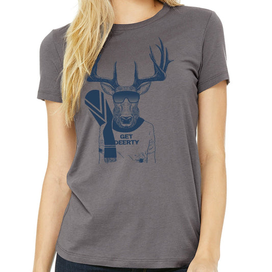 Get Deerty Snow Boarder Ladies T-Shirt - Get Deerty