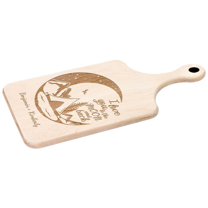 I Love You to the Moon and Back Personalized Camping Hardwood Cutting Board - Get Deerty