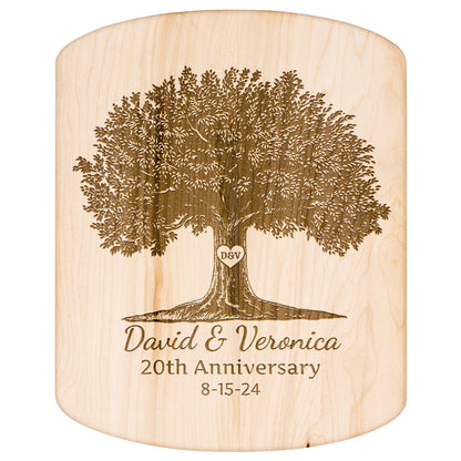 Initialed Heart Anniversary Tree - Hardwood Oval Cutting Board - Get Deerty