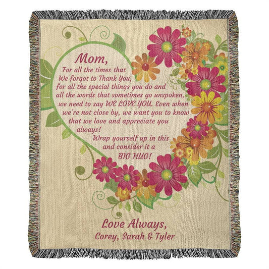 Letter to Mom Personalized Heirloom Blanket Vintage Yellow and Flowers - Get Deerty