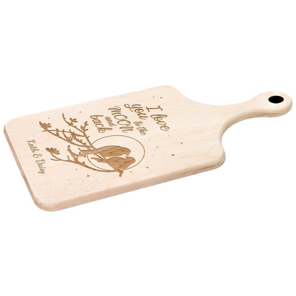 Love Birds I Love You to the Moon and Back Personalized Hardwood Cutting Board - Get Deerty