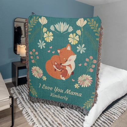 Love You Mama Personalized Mama Fox Heirloom Blanket - Get Deerty