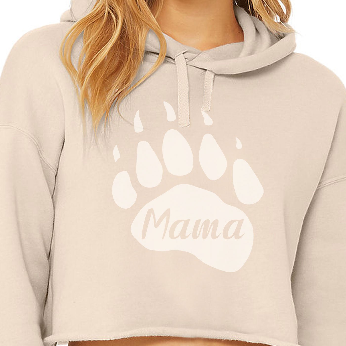 Mama Bear Paw Women's Crop Fleece Hoodie - Get Deerty