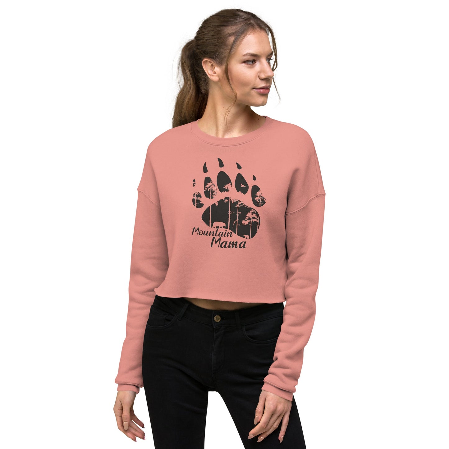 Mountain Mama Bear Paw Crop Sweatshirt - Get Deerty
