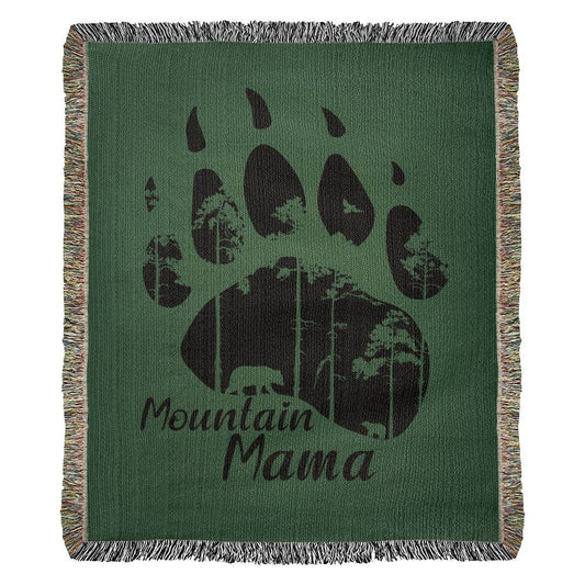 Mountain Mama Bear Paw Heirloom Woven Blanket - Get Deerty
