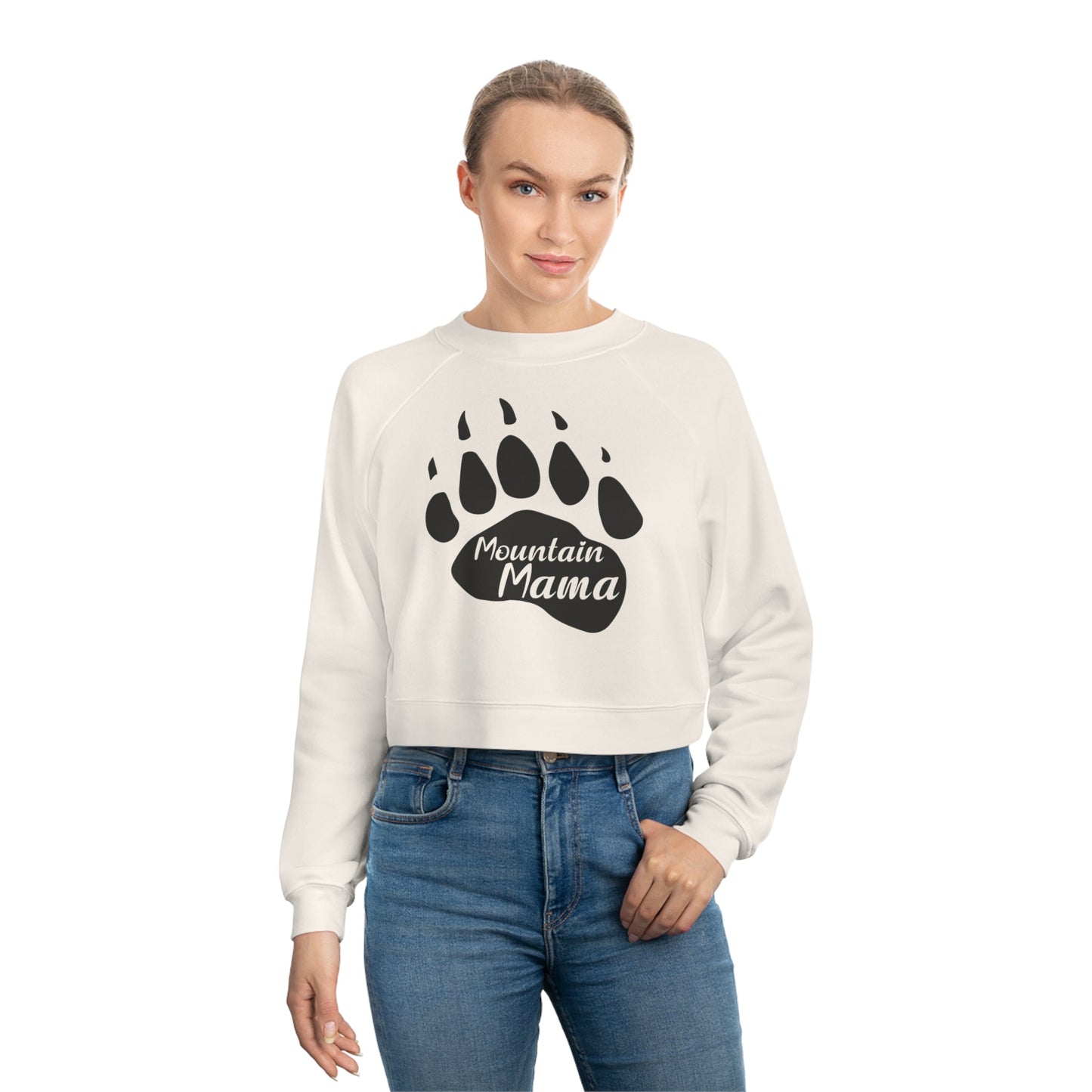 Mountain Mama Bear Paw Women's Cropped Fleece Pullover - Get Deerty