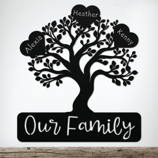 Our Family Tree - Die-Cut Metal Signs - Get Deerty