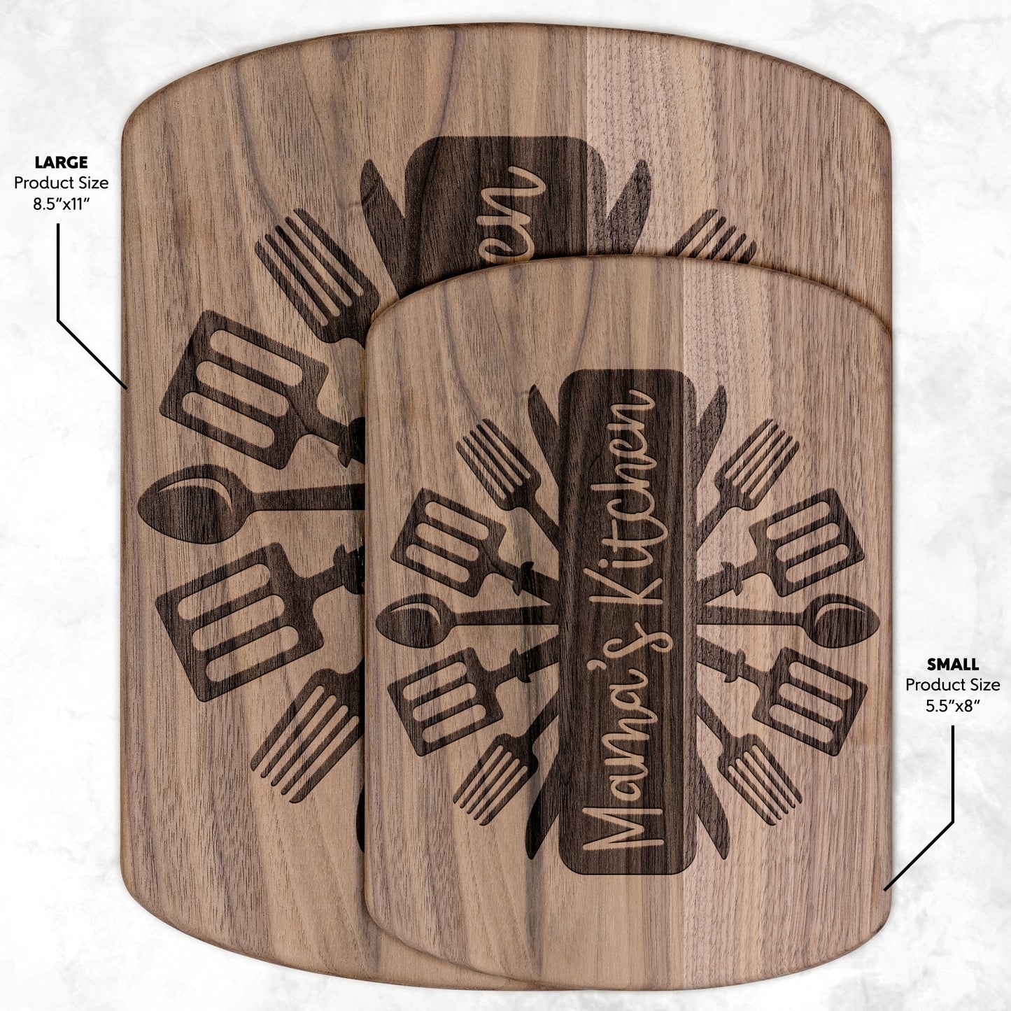 Personalized Mama's Kitchen - Hardwood Oval Cutting Board - Get Deerty