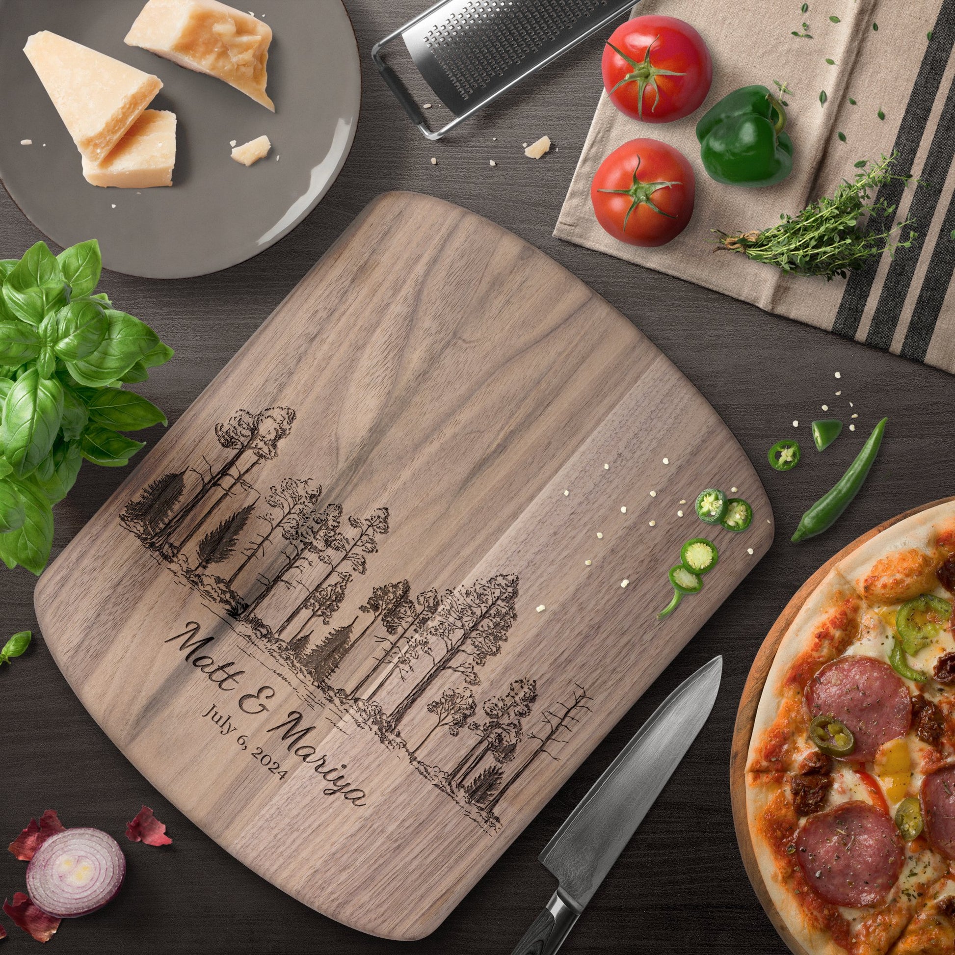 Redwood Forest Personalized Hardwood Cutting Board - Get Deerty