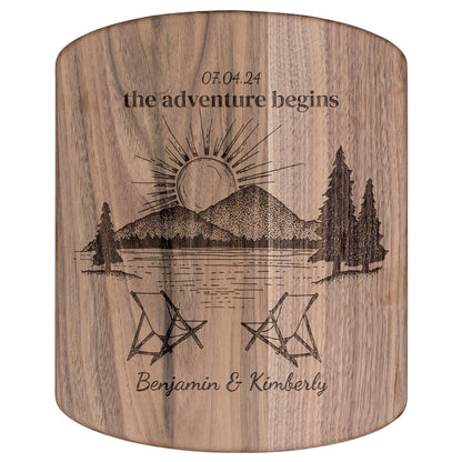 The Adventure Begins Lake Life Personalized Hardwood Cutting Board - Get Deerty