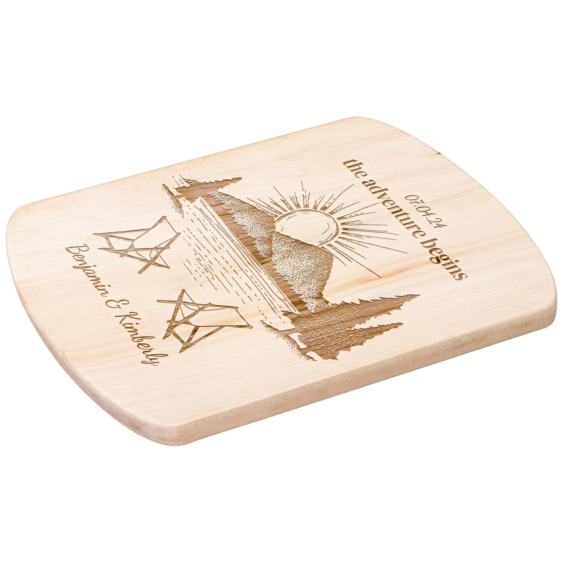 The Adventure Begins Lake Life Personalized Hardwood Cutting Board - Get Deerty