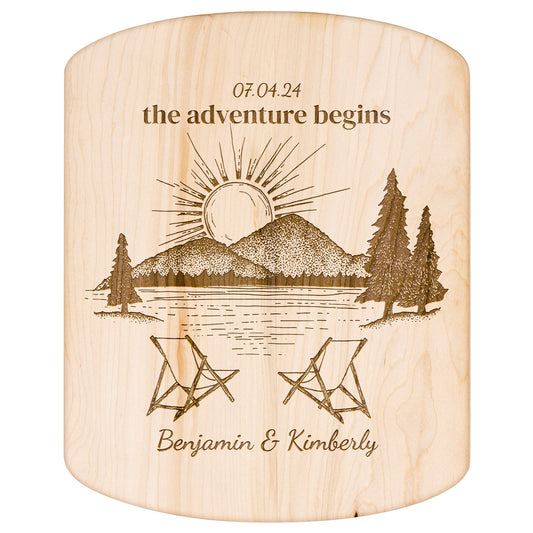 The Adventure Begins Lake Life Personalized Hardwood Cutting Board - Get Deerty