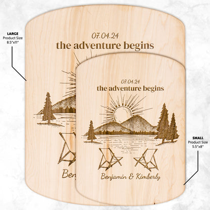 The Adventure Begins Lake Life Personalized Hardwood Cutting Board - Get Deerty