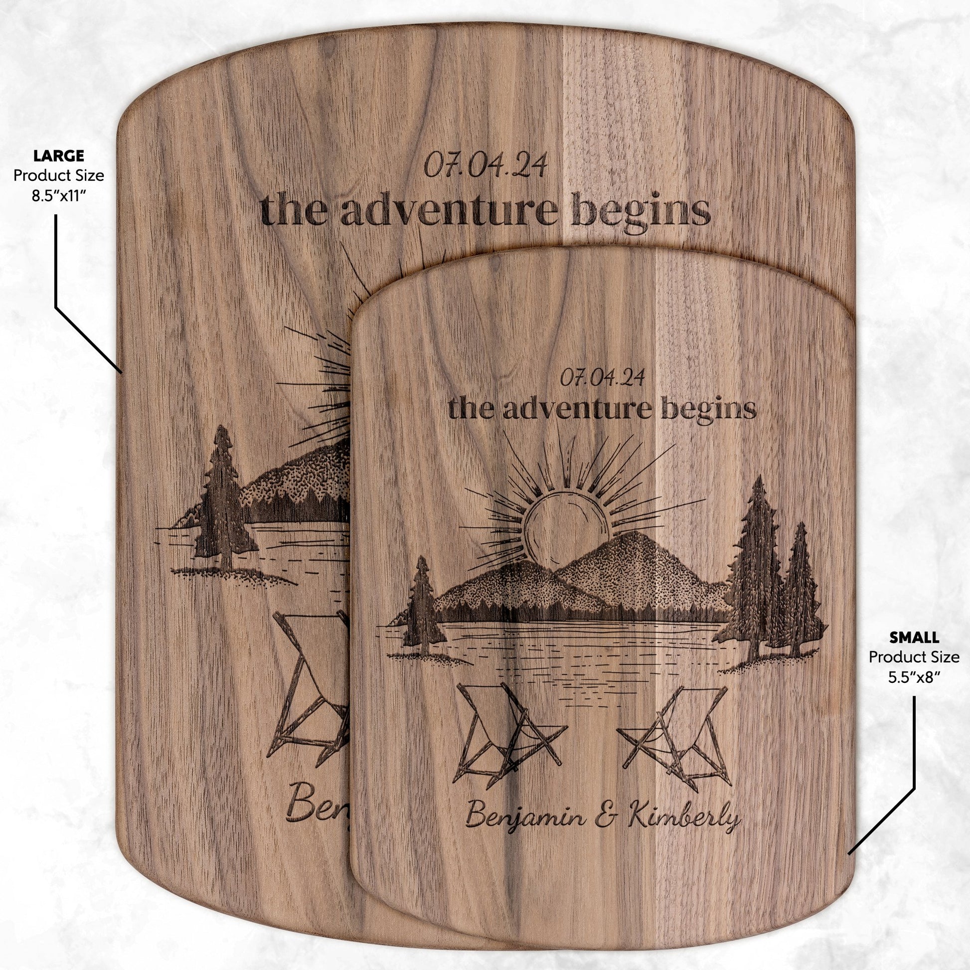 The Adventure Begins Lake Life Personalized Hardwood Cutting Board - Get Deerty