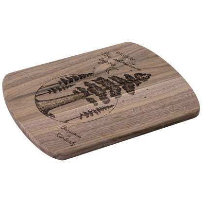 The Adventure Begins Sequoia Forest Personalized Hardwood Cutting Board - Get Deerty