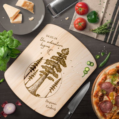 The Adventure Begins Sequoia Forest Personalized Hardwood Cutting Board - Get Deerty