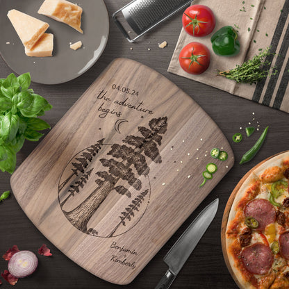 The Adventure Begins Sequoia Forest Personalized Hardwood Cutting Board - Get Deerty