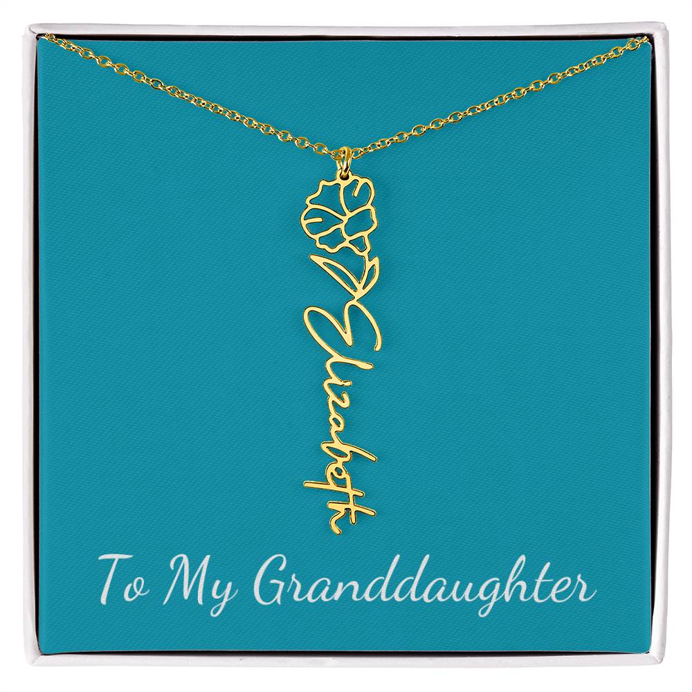 To My Granddaughter Necklace Personalize with Name and Birth Month Flower | Teal - Get Deerty