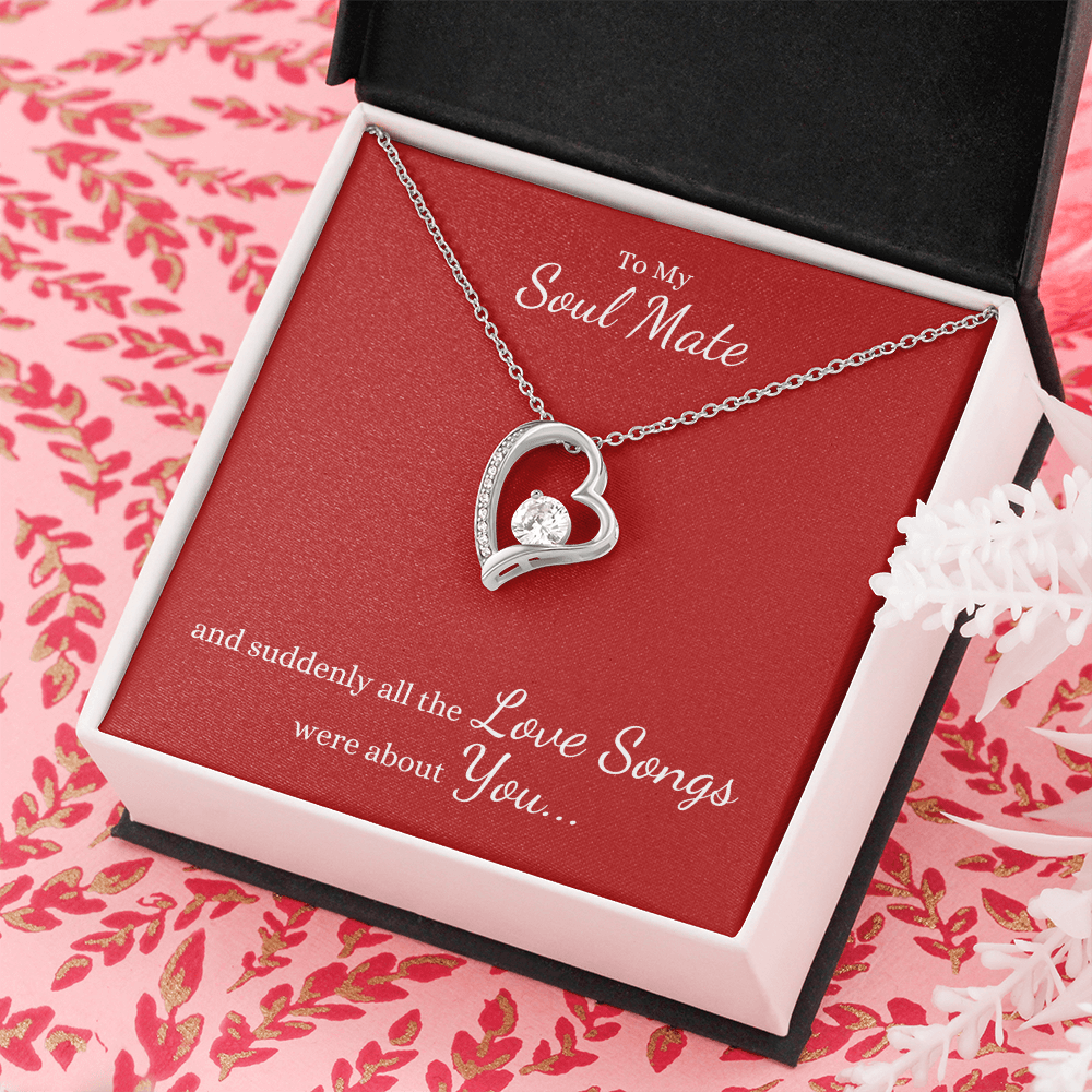 To My Soul Mate, and suddenly all the Love Songs were about You... Heart Necklace on Red - Get Deerty