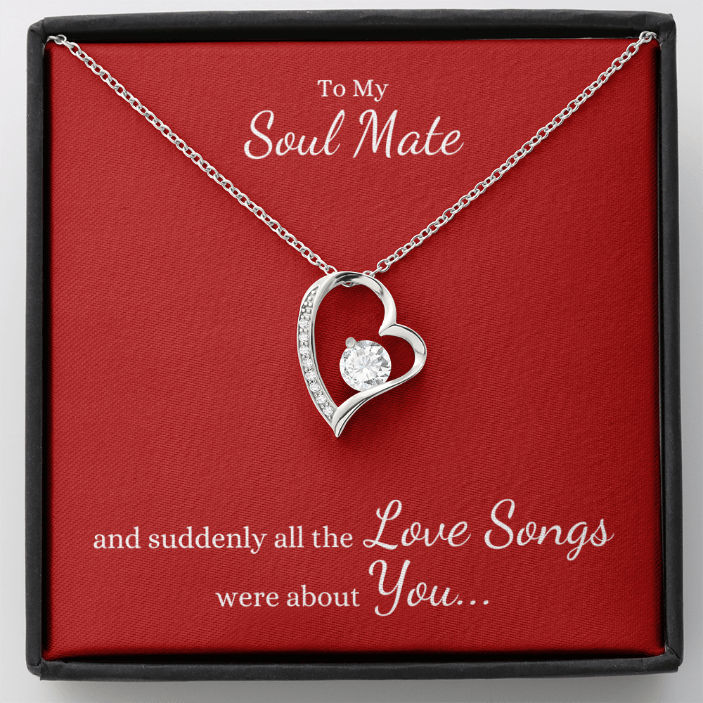 To My Soul Mate, and suddenly all the Love Songs were about You... Heart Necklace on Red - Get Deerty