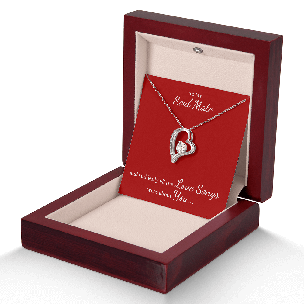 To My Soul Mate, and suddenly all the Love Songs were about You... Heart Necklace on Red - Get Deerty