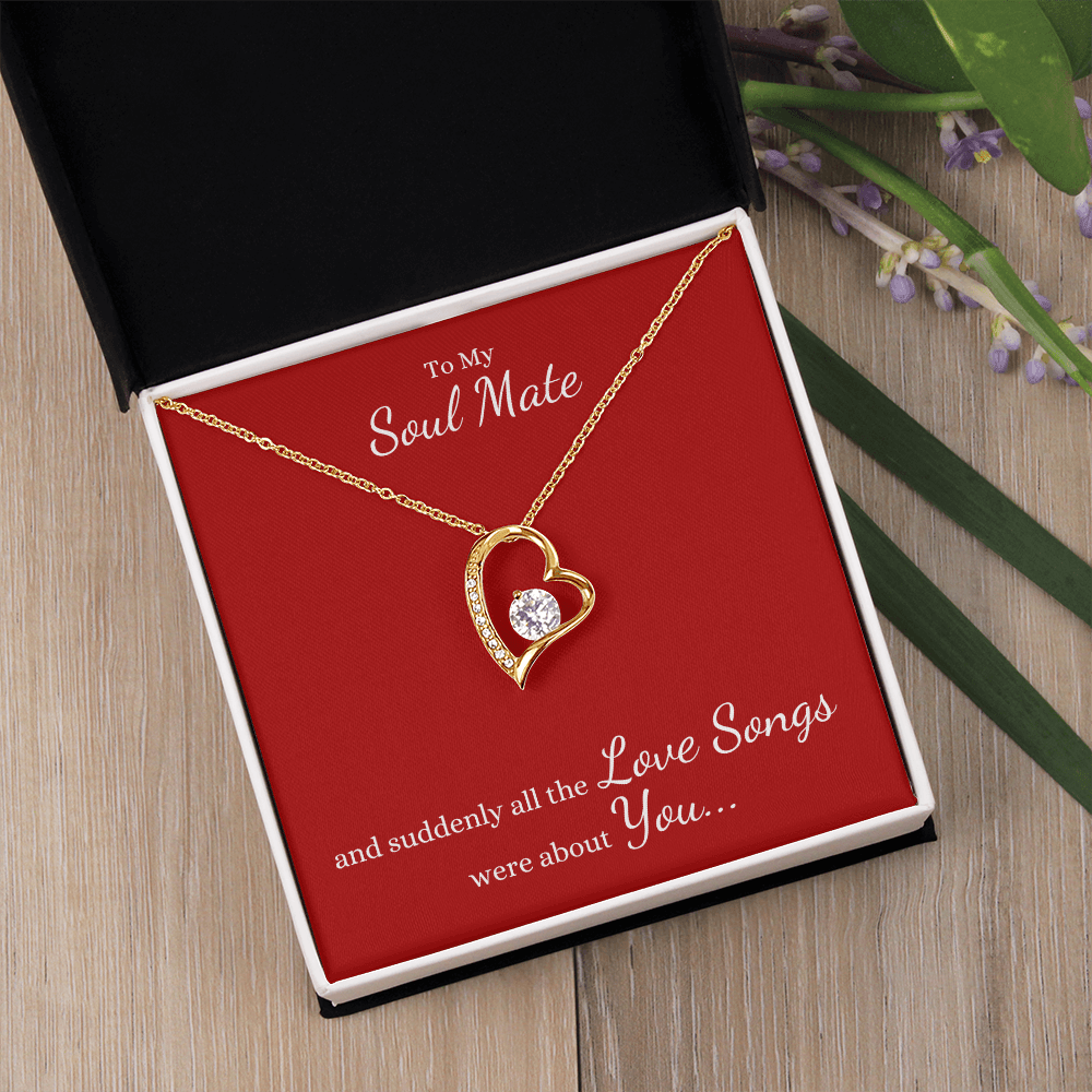 To My Soul Mate, and suddenly all the Love Songs were about You... Heart Necklace on Red - Get Deerty