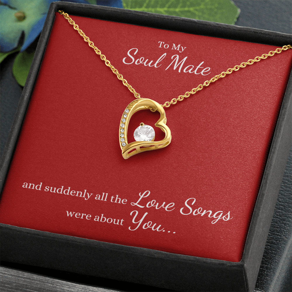 To My Soul Mate, and suddenly all the Love Songs were about You... Heart Necklace on Red - Get Deerty