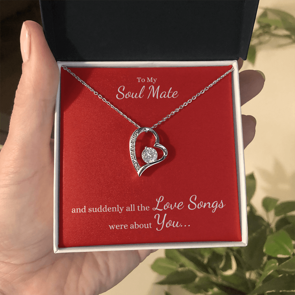 To My Soul Mate, and suddenly all the Love Songs were about You... Heart Necklace on Red - Get Deerty