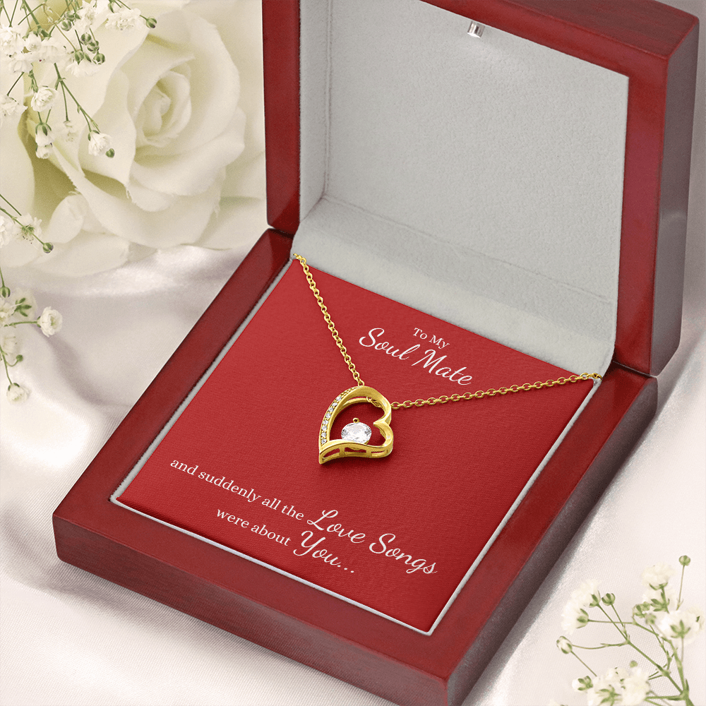 To My Soul Mate, and suddenly all the Love Songs were about You... Heart Necklace on Red - Get Deerty